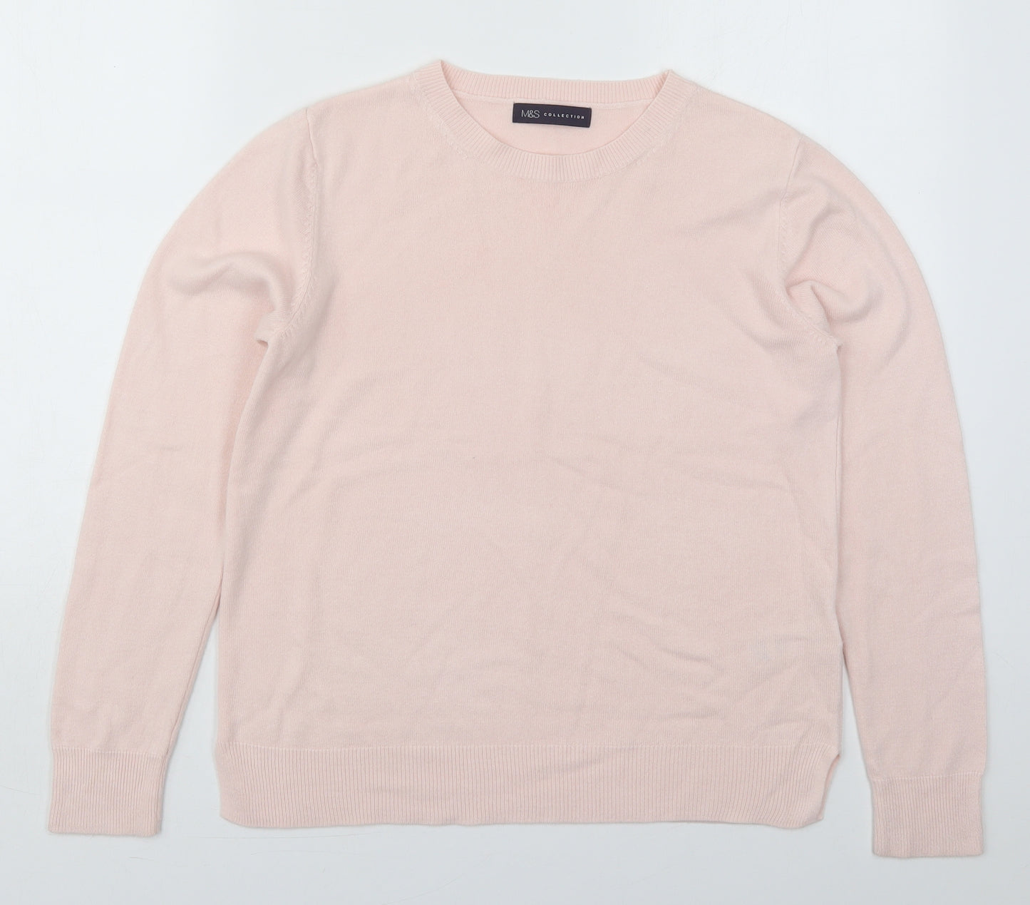 Marks and Spencer Womens Pink Crew Neck  Acrylic Pullover Jumper Size 14
