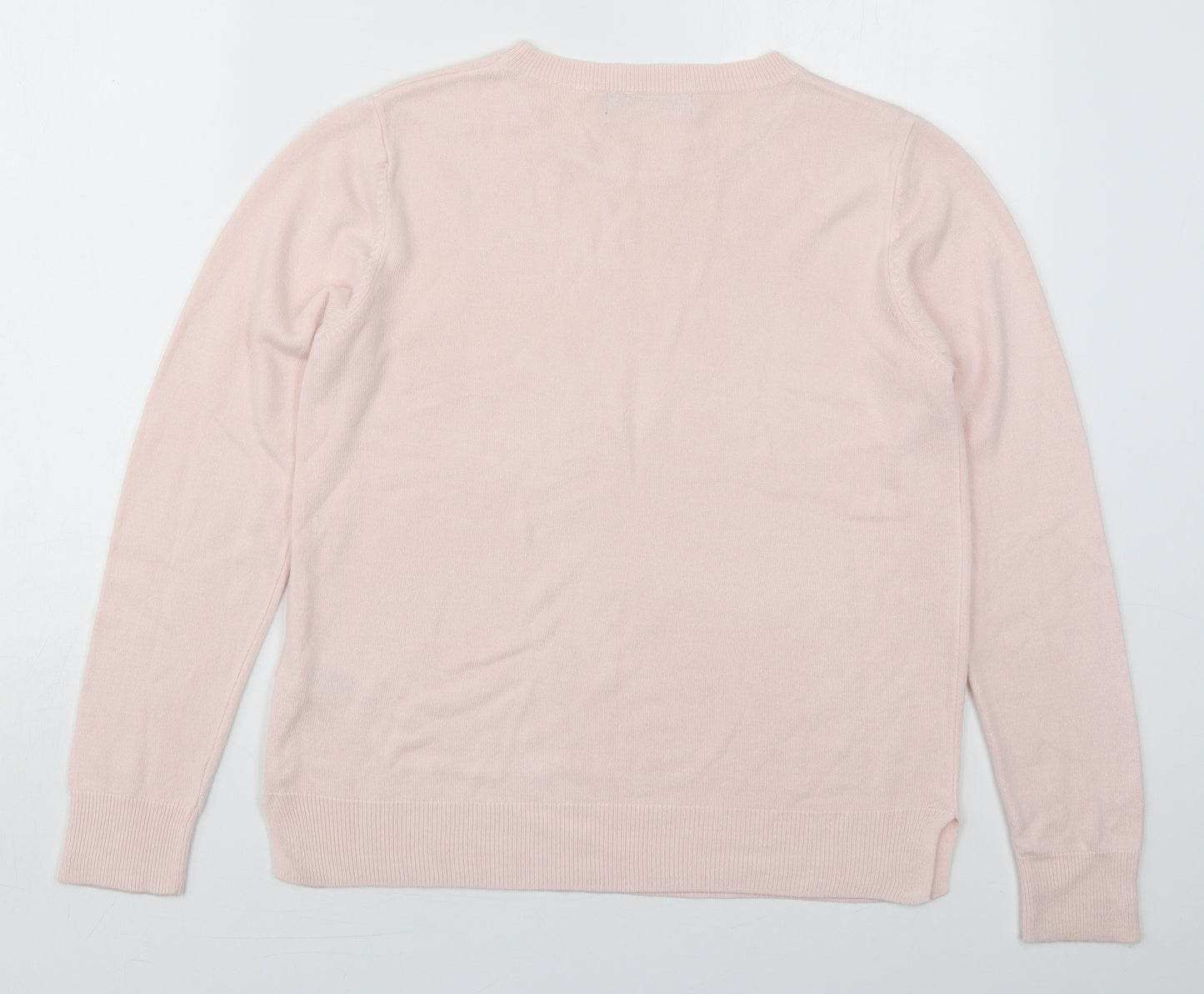 Marks and Spencer Womens Pink Crew Neck  Acrylic Pullover Jumper Size 14