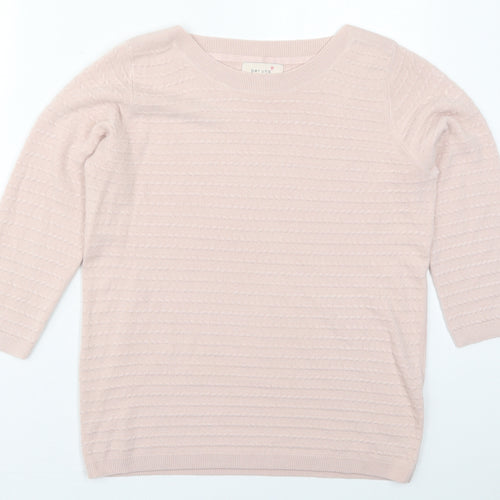 Marks and Spencer Womens Pink Boat Neck  Acrylic Pullover Jumper Size 14