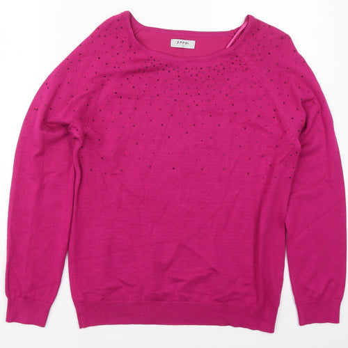 Soon Womens Pink Round Neck  Viscose Pullover Jumper Size 12
