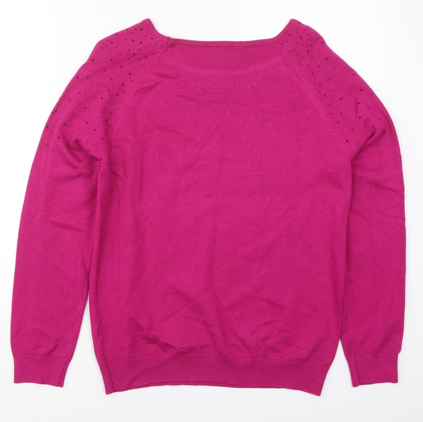 Soon Womens Pink Round Neck  Viscose Pullover Jumper Size 12