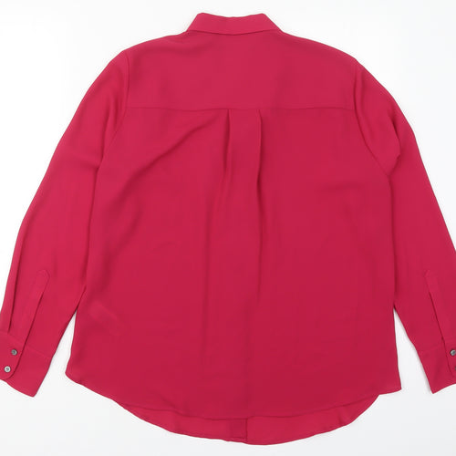 Marks and Spencer Womens Pink  Polyester Basic Button-Up Size 12 Collared