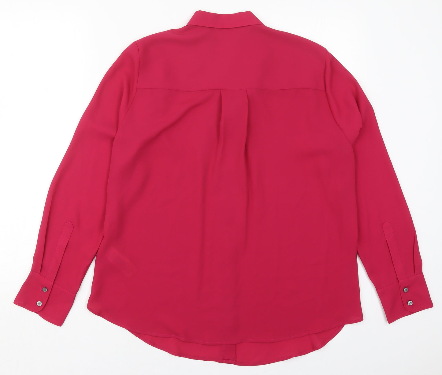 Marks and Spencer Womens Pink  Polyester Basic Button-Up Size 12 Collared