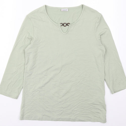 Damart Womens Green  Viscose Basic T-Shirt Size 10 Round Neck