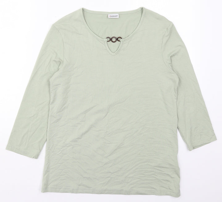 Damart Womens Green Viscose Basic T-Shirt Size 10 Round Neck
