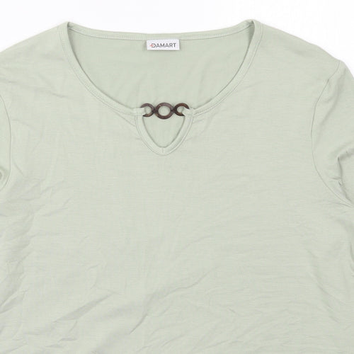 Damart Womens Green  Viscose Basic T-Shirt Size 10 Round Neck