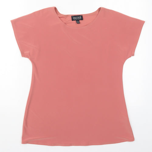 Saloos Womens Pink  Polyester Basic T-Shirt Size 12 Crew Neck