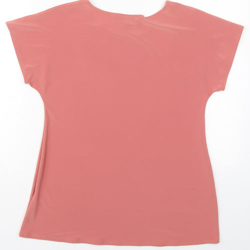 Saloos Womens Pink  Polyester Basic T-Shirt Size 12 Crew Neck