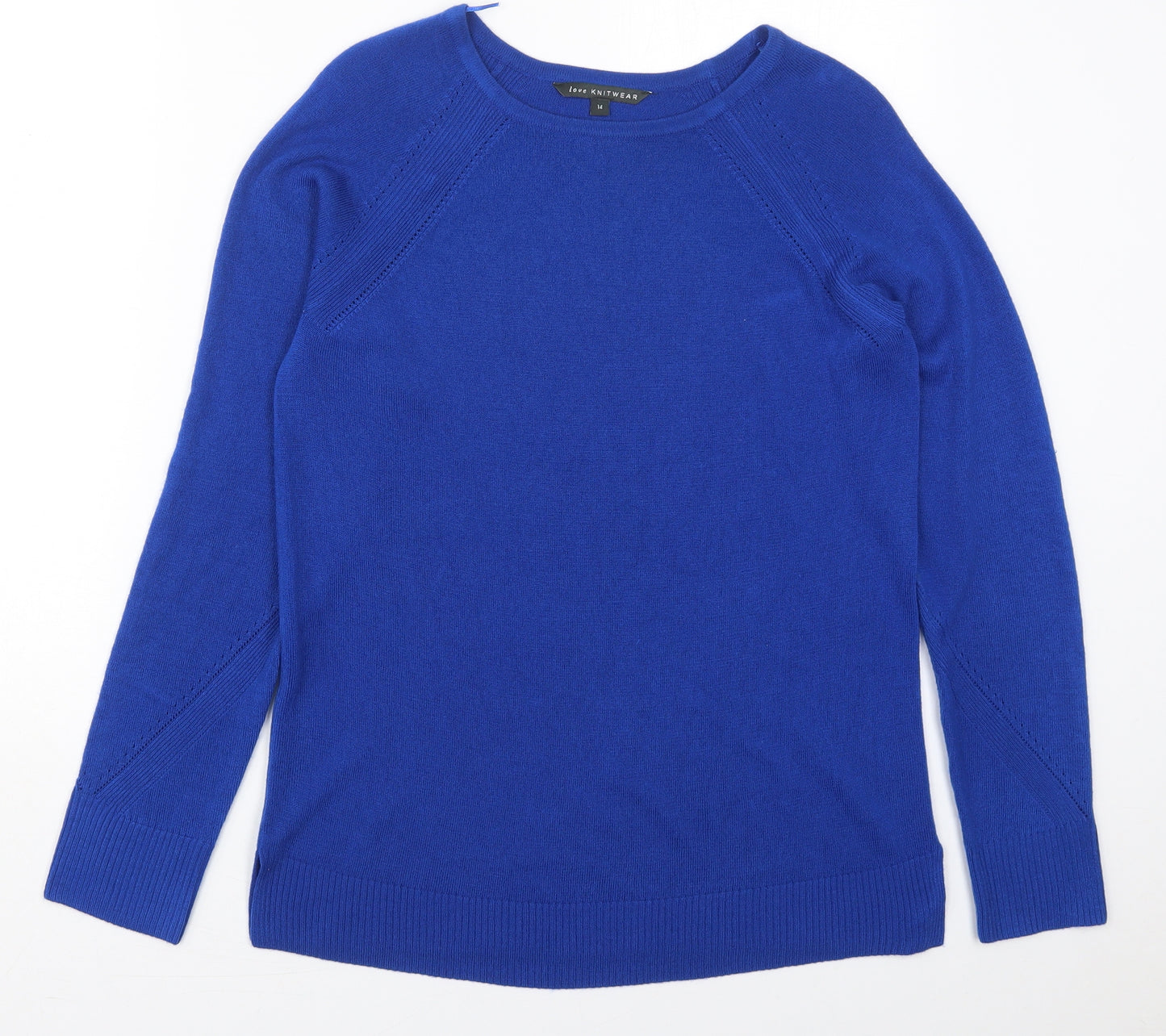 Bonmarché Womens Blue Round Neck  Acrylic Pullover Jumper Size 14
