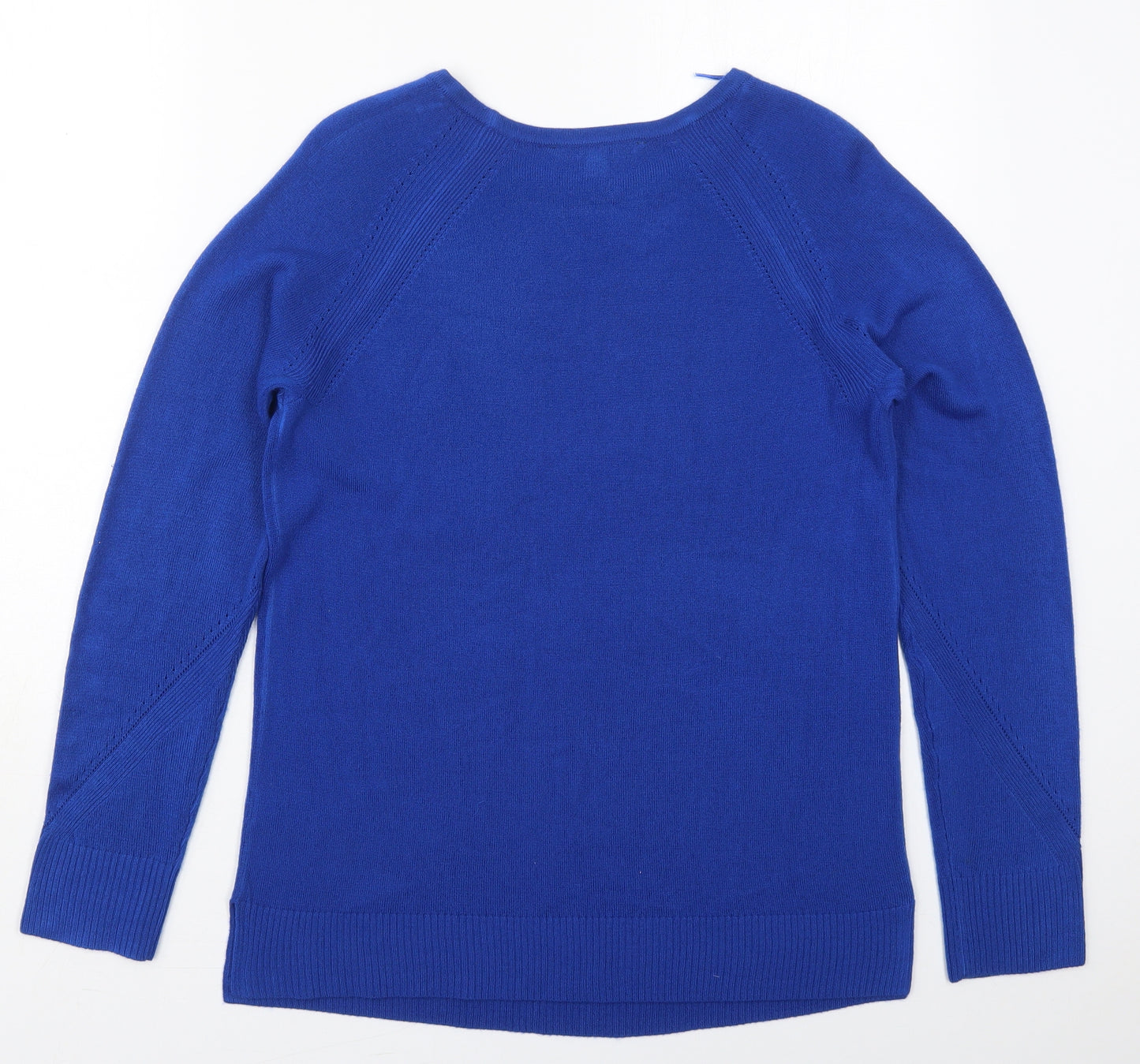 Bonmarché Womens Blue Round Neck  Acrylic Pullover Jumper Size 14