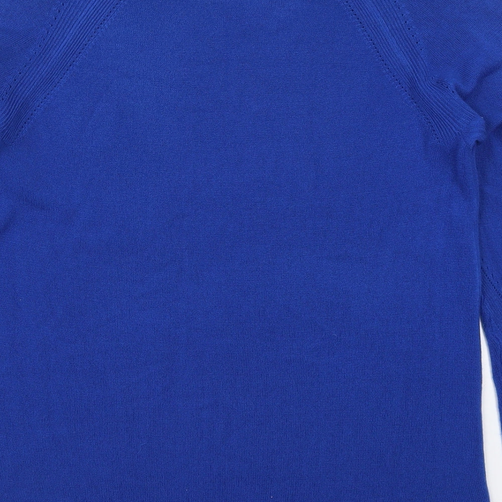 Bonmarché Womens Blue Round Neck  Acrylic Pullover Jumper Size 14