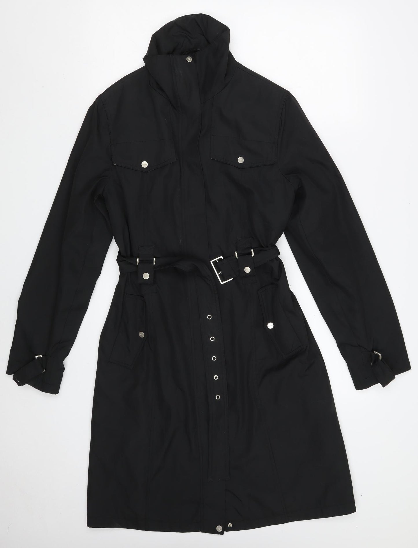 Lbt Club Womens Black   Trench Coat Coat Size L  Zip