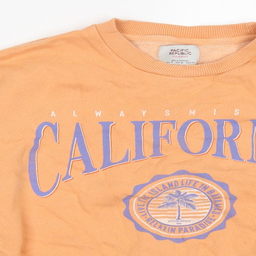 Pull&Bear Womens Orange Round Neck  Cotton Pullover Jumper Size M   - California