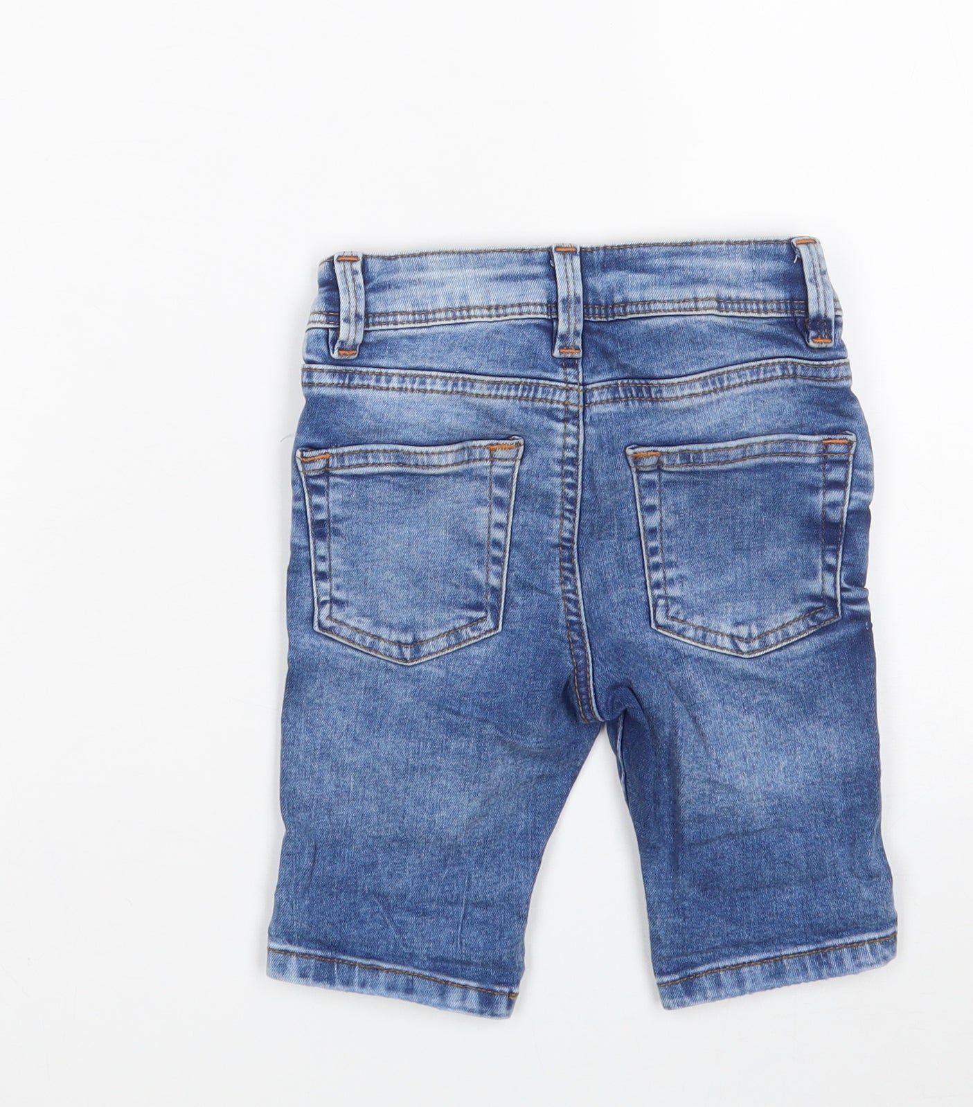 Denim & Co. Boys Blue  Cotton Chino Shorts Size 2-3 Years  Slim Snap - Distressed