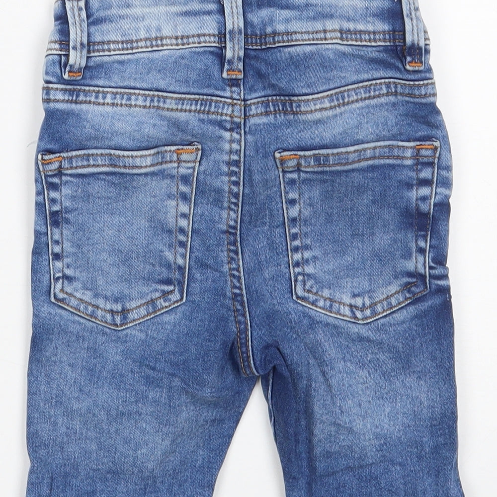 Denim & Co. Boys Blue  Cotton Chino Shorts Size 2-3 Years  Slim Snap - Distressed