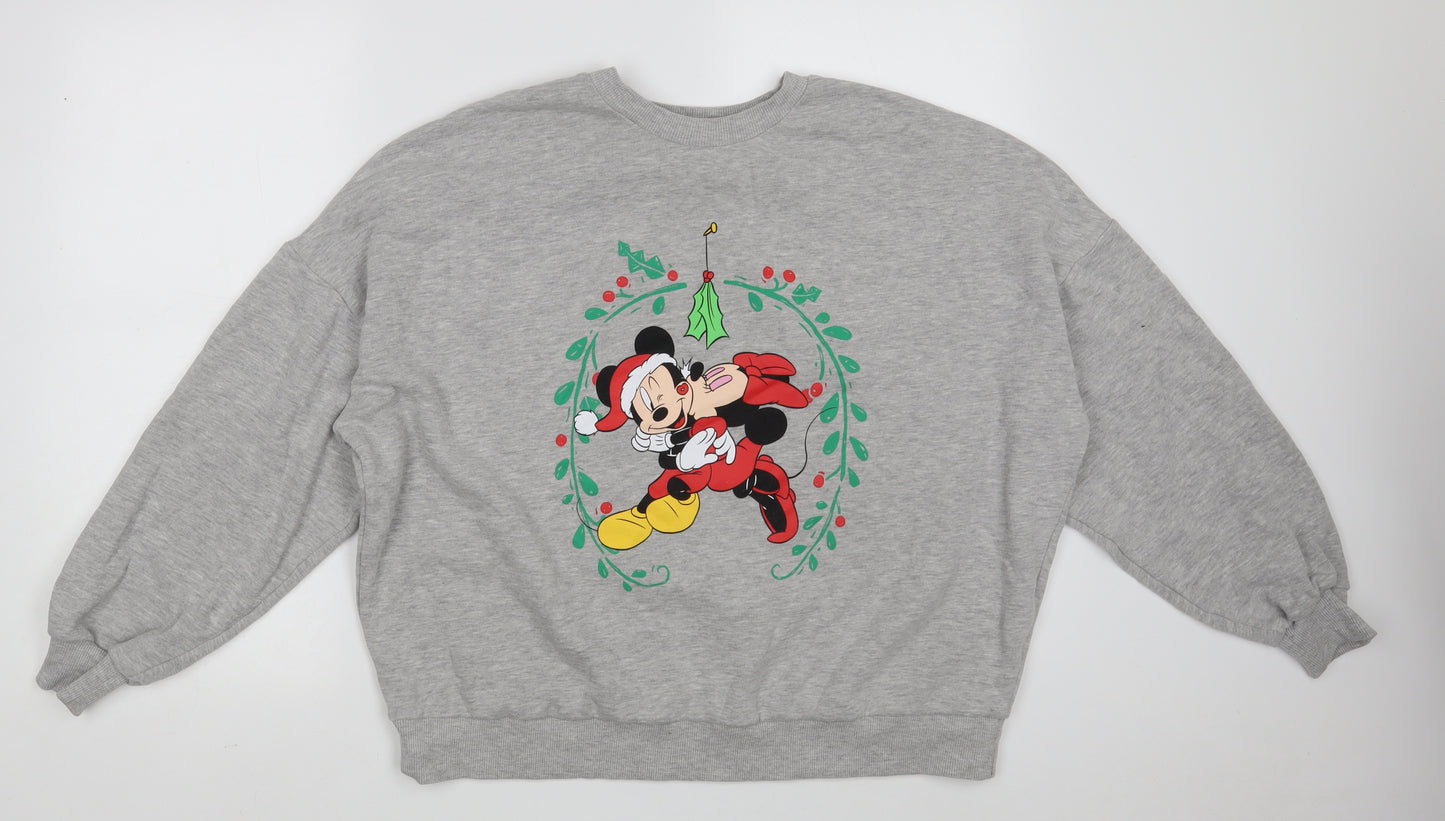 F&F Womens Grey  Cotton Pullover Sweatshirt Size 16   - Minnie Mouse- Christmas