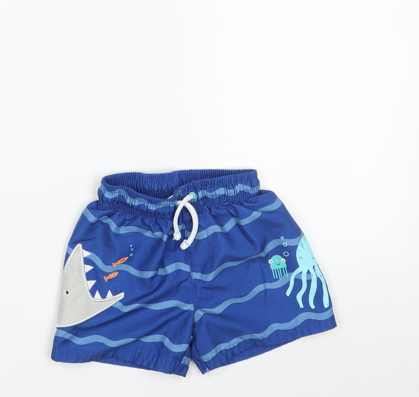 George Boys Blue Striped 100% Polyester Sweat Shorts Size 2-3 Years  Regular  - Swimmer in Training