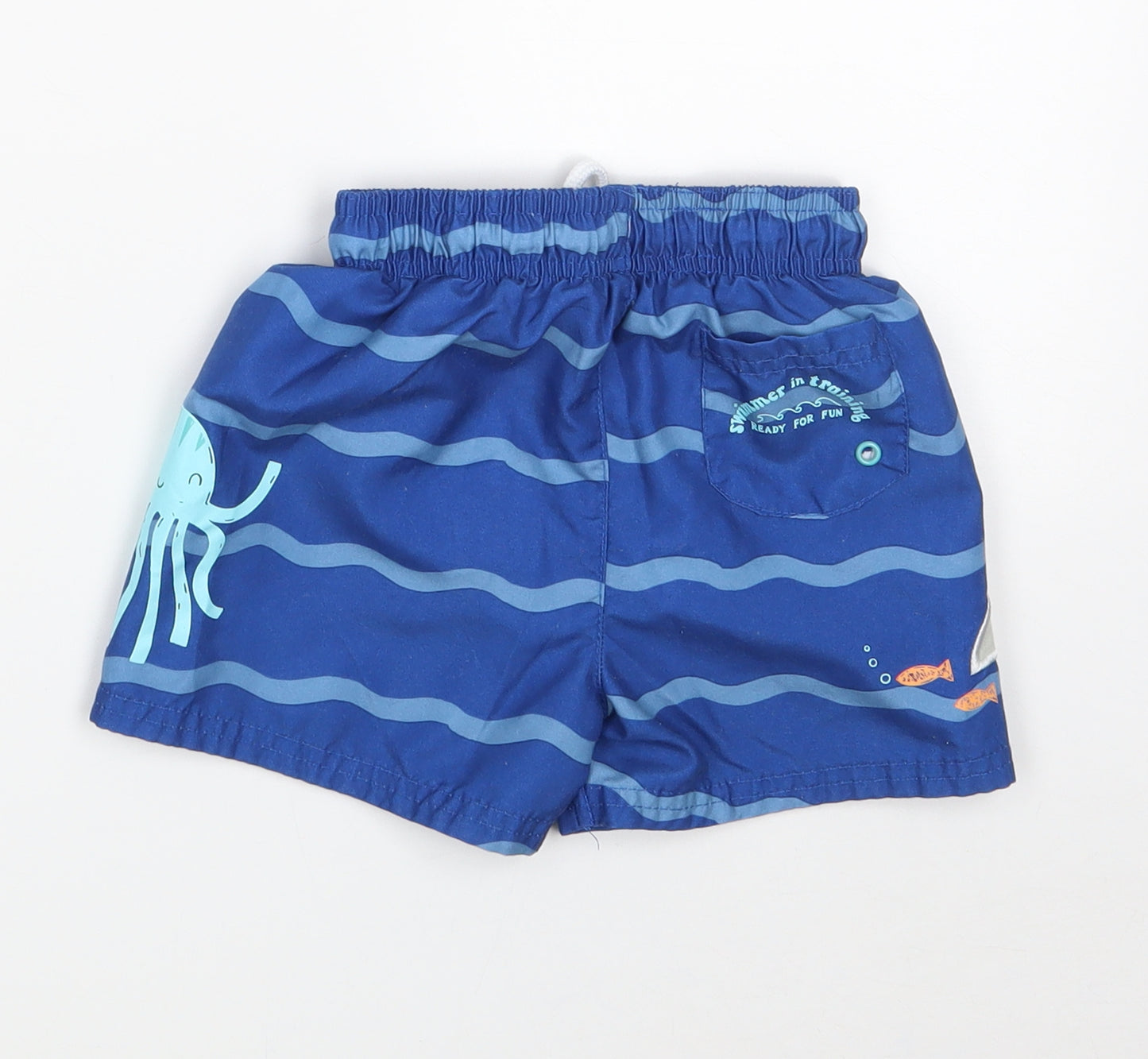 George Boys Blue Striped 100% Polyester Sweat Shorts Size 2-3 Years  Regular  - Swimmer in Training