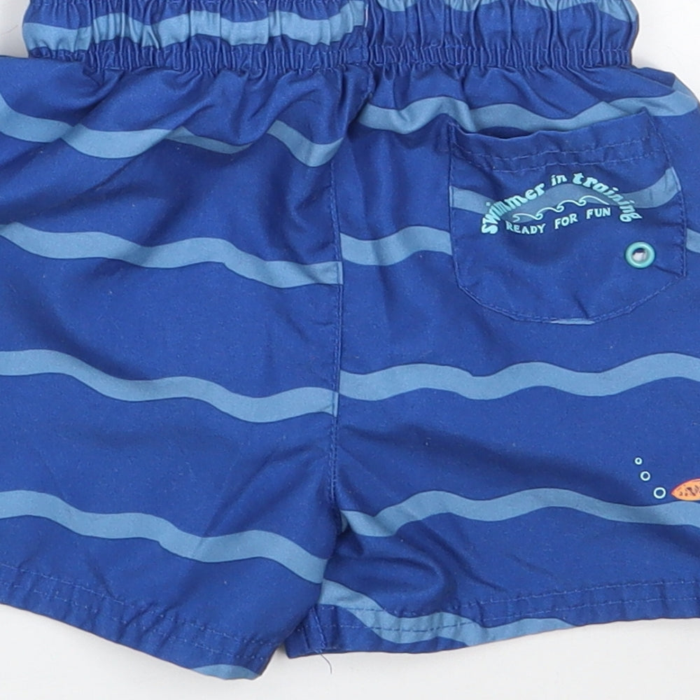 George Boys Blue Striped 100% Polyester Sweat Shorts Size 2-3 Years  Regular  - Swimmer in Training