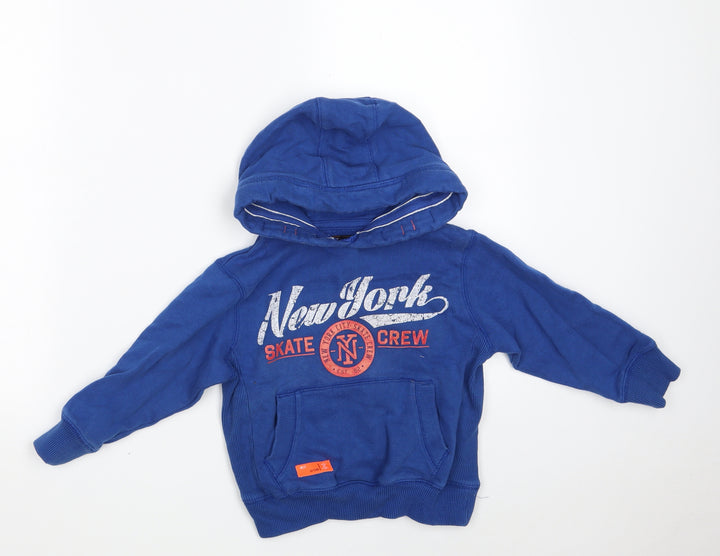 NEXT Boys Blue Cotton Pullover Hoodie Size 4 Years - New York -Skate Crew