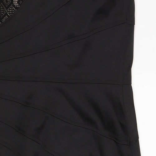 Maggy London Womens Black Argyle/Diamond Polyester A-Line  Size 12  V-Neck Zip