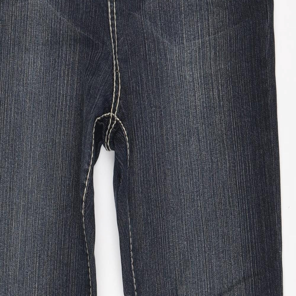 Marks and Spencer Womens Blue  Cotton Bootcut Jeans Size 14 L33 in Slim Zip