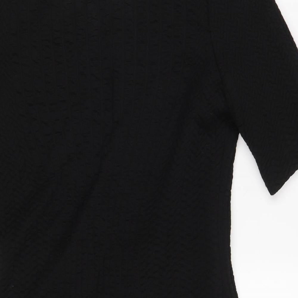 Per Una Womens Black  Acrylic Jumper Dress  Size 14  Boat Neck Zip