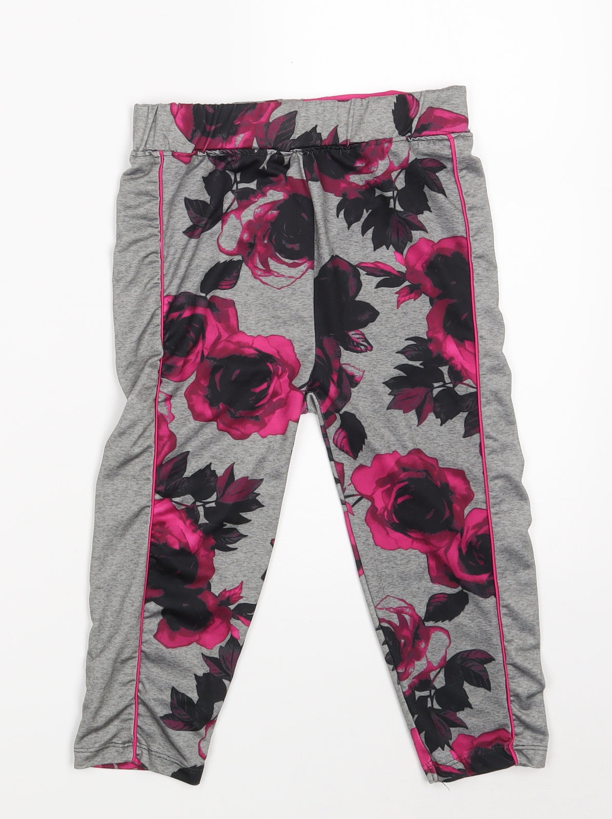 Peacocks Womens Grey Floral Polyester Athletic Shorts Size 10 L13 in Athletic  - Activewear