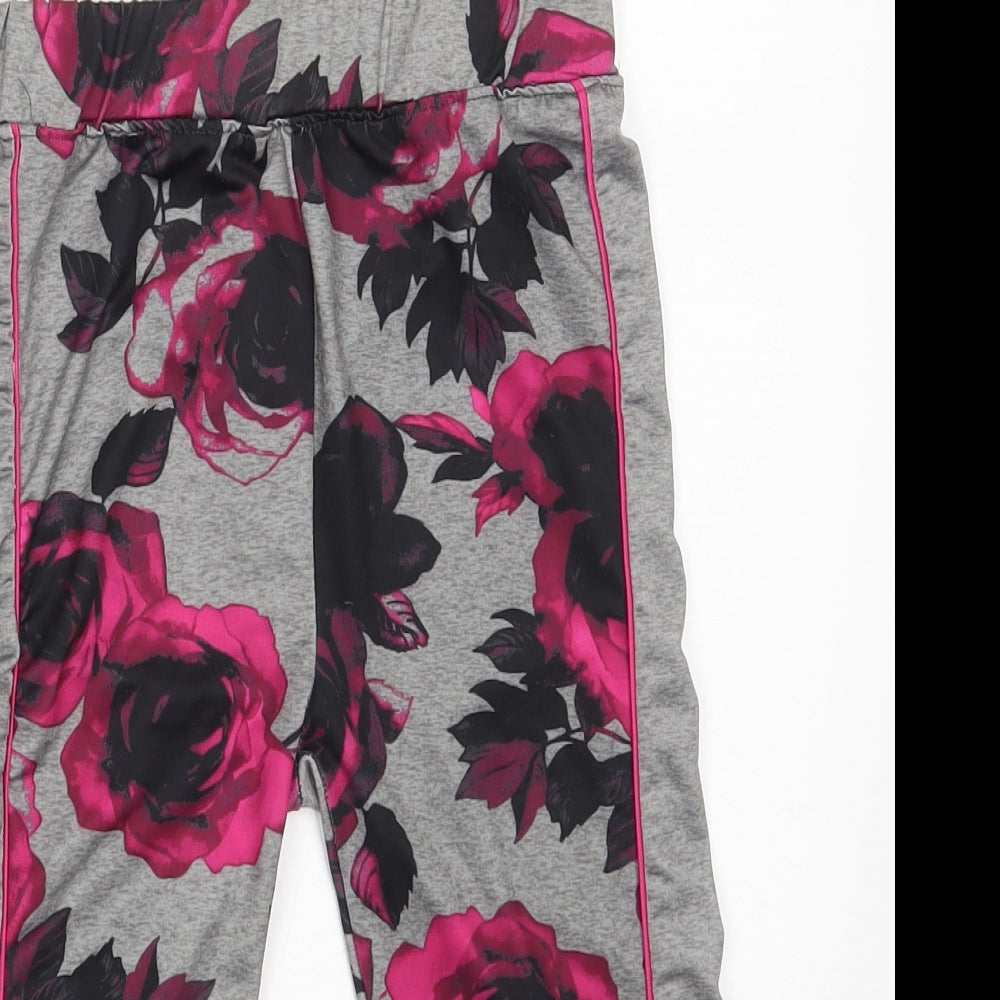 Peacocks Womens Grey Floral Polyester Athletic Shorts Size 10 L13 in Athletic  - Activewear