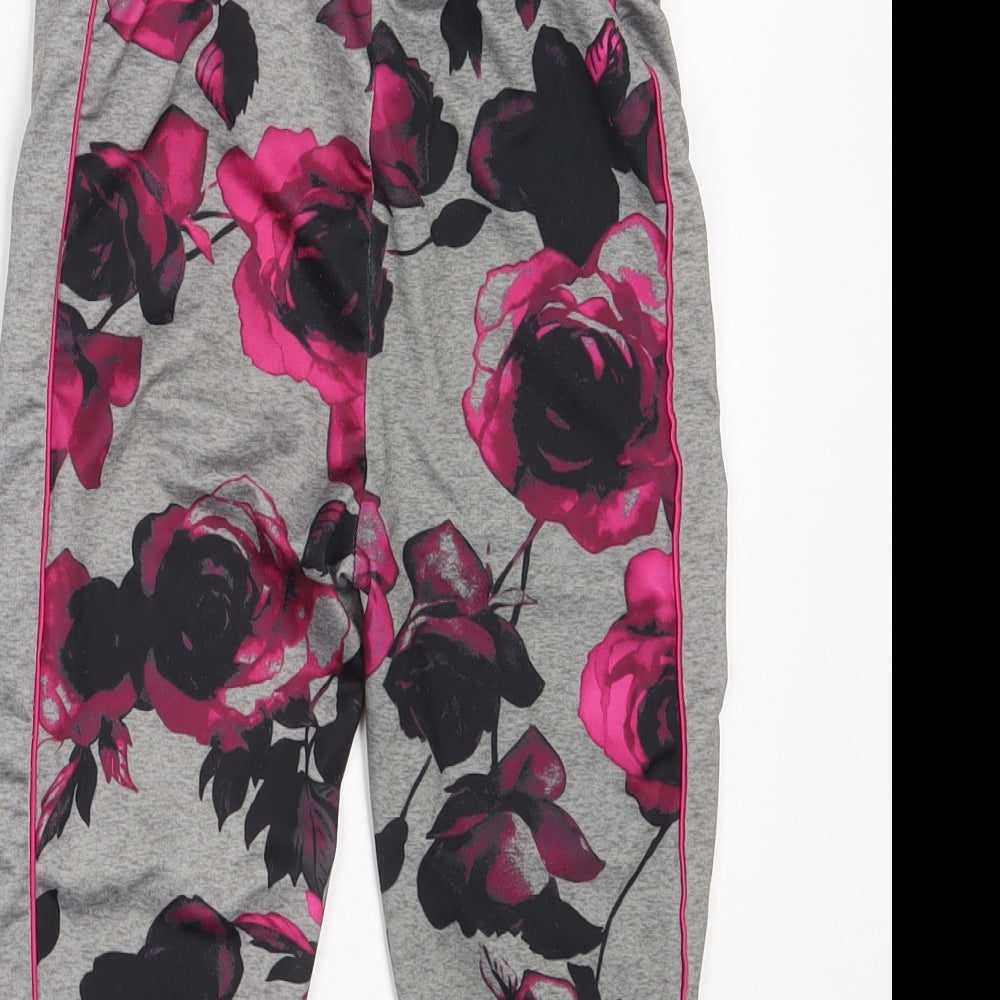 Peacocks Womens Grey Floral Polyester Athletic Shorts Size 10 L13 in Athletic  - Activewear