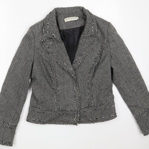 Simon Jeffrey Womens Grey Houndstooth  Jacket Blazer Size 14  Snap