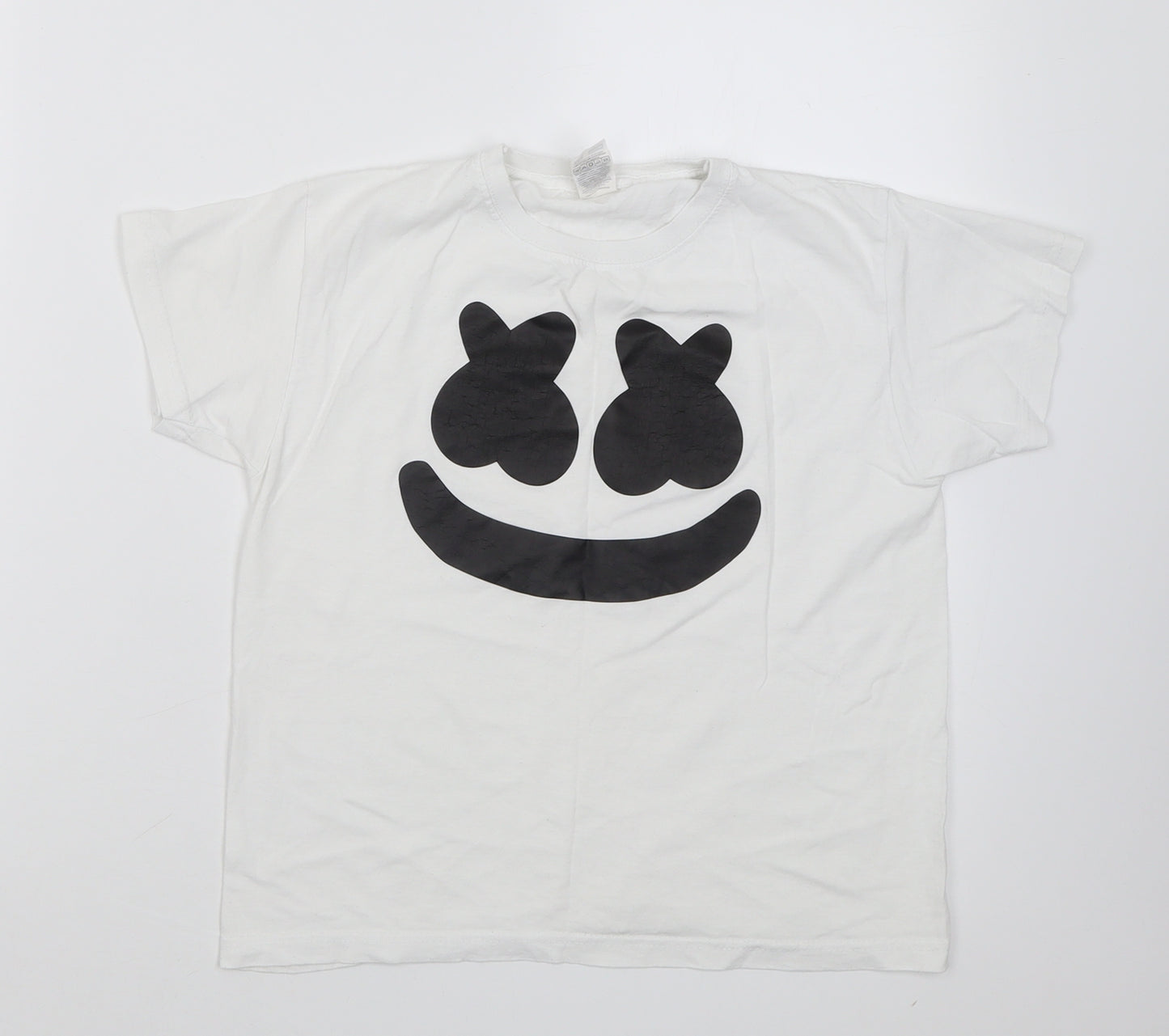 Fruit of the Loom Girls White  Cotton Basic T-Shirt Size 7-8 Years V-Neck Pullover