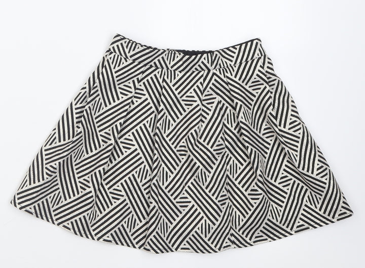 Dunnes Stores Girls Gold Geometric Polyester A-Line Skirt Size 7 Years Regular Zip