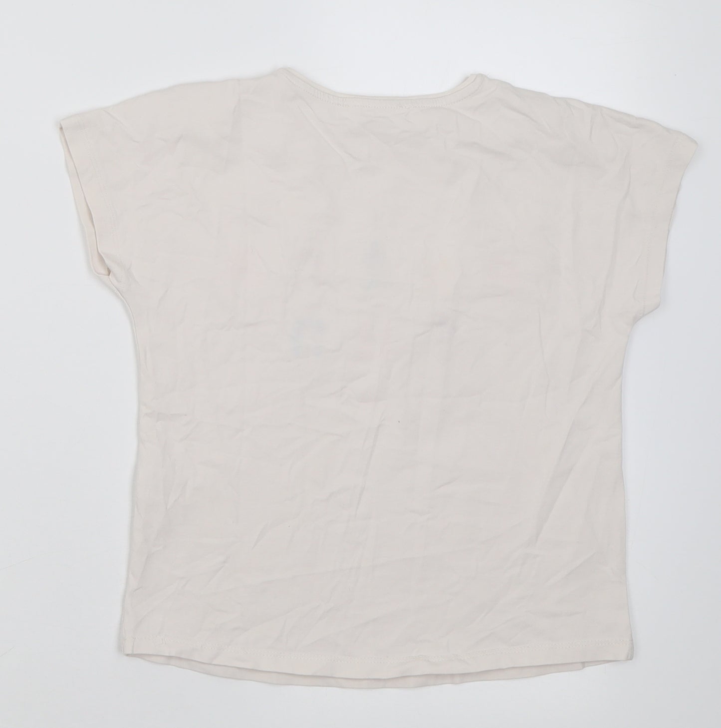 Zara Girls White  Cotton Basic T-Shirt Size 9 Years Crew Neck Pullover - extra fun