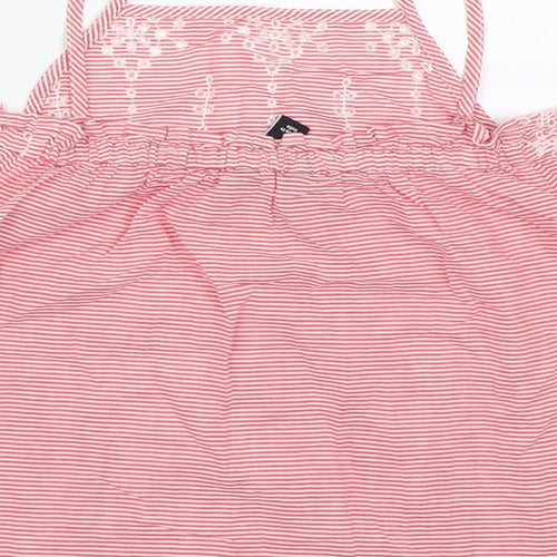 New Look Girls Red Striped Cotton Basic Tank Size 13 Years Square Neck Pullover