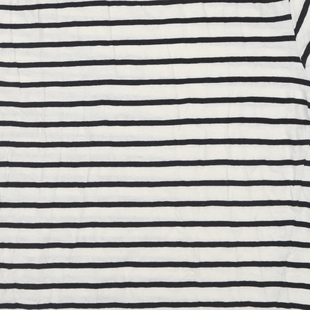 Pull&Bear Womens White Striped Cotton Basic T-Shirt Size M Crew Neck