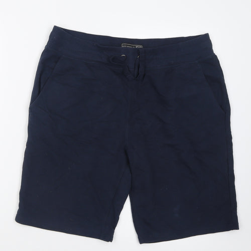 F&F Mens Blue  Cotton Sweat Shorts Size L L10 in Regular Tie