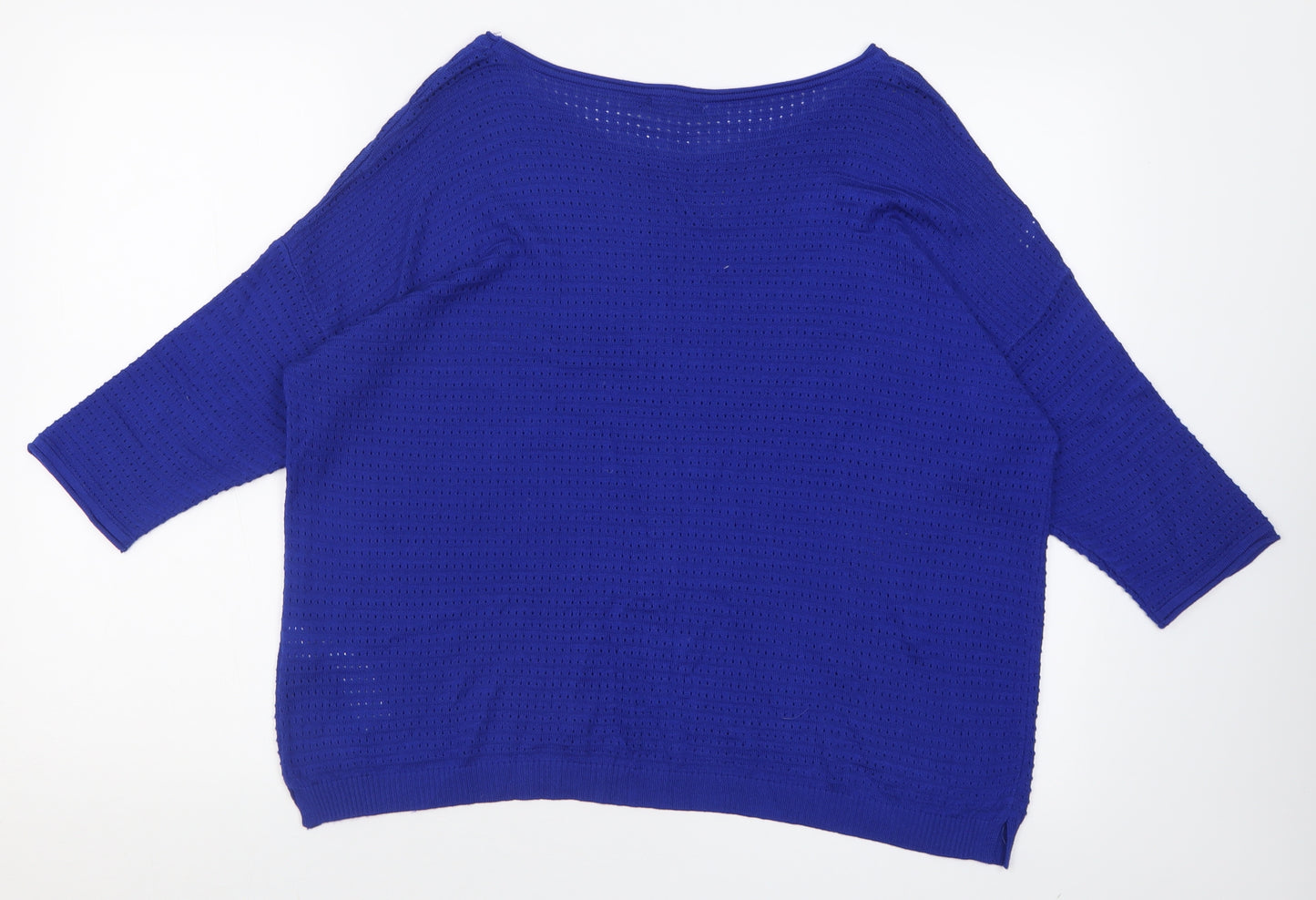 Stradivarius Womens Blue Boat Neck  Acrylic Pullover Jumper Size M