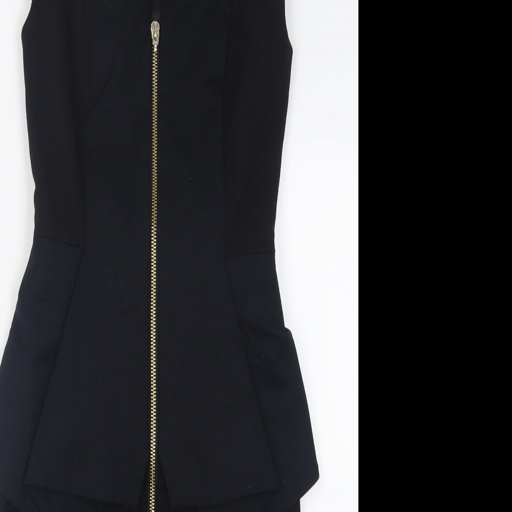 Ted Baker Womens Black  Cotton Bodycon  Size S  Crew Neck Zip