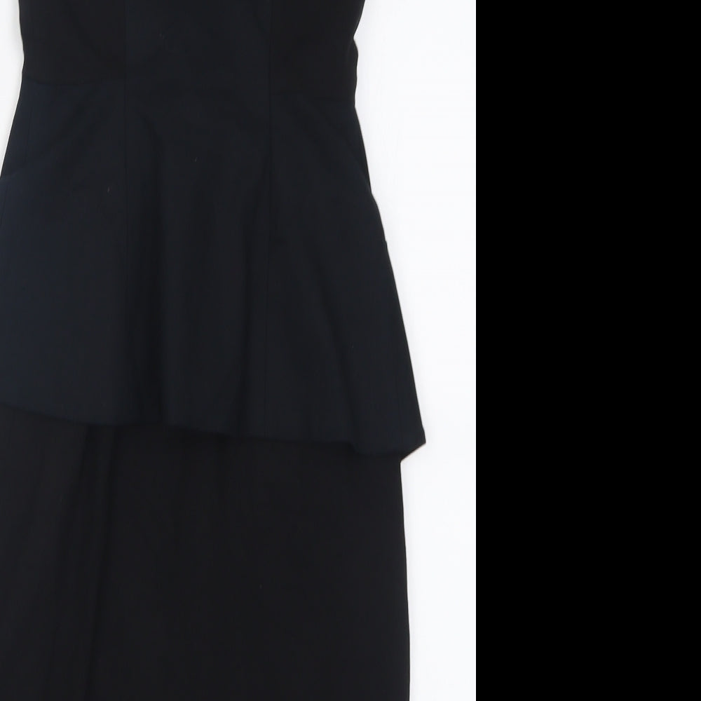 Ted Baker Womens Black  Cotton Bodycon  Size S  Crew Neck Zip