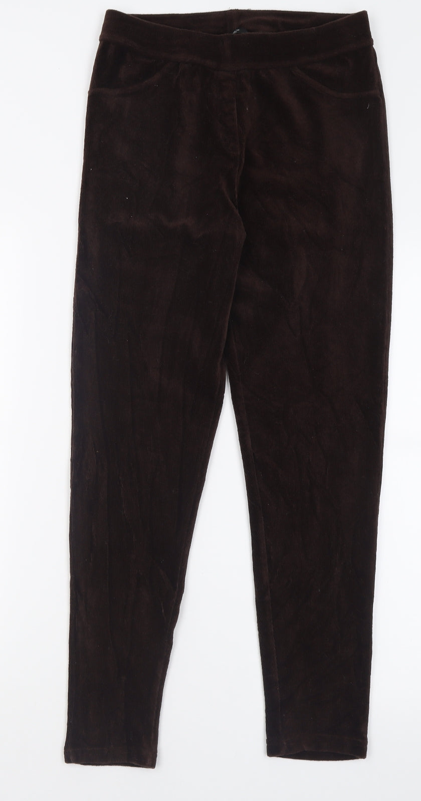 M&Co Womens Brown  Cotton Trousers  Size 12 L26 in Regular