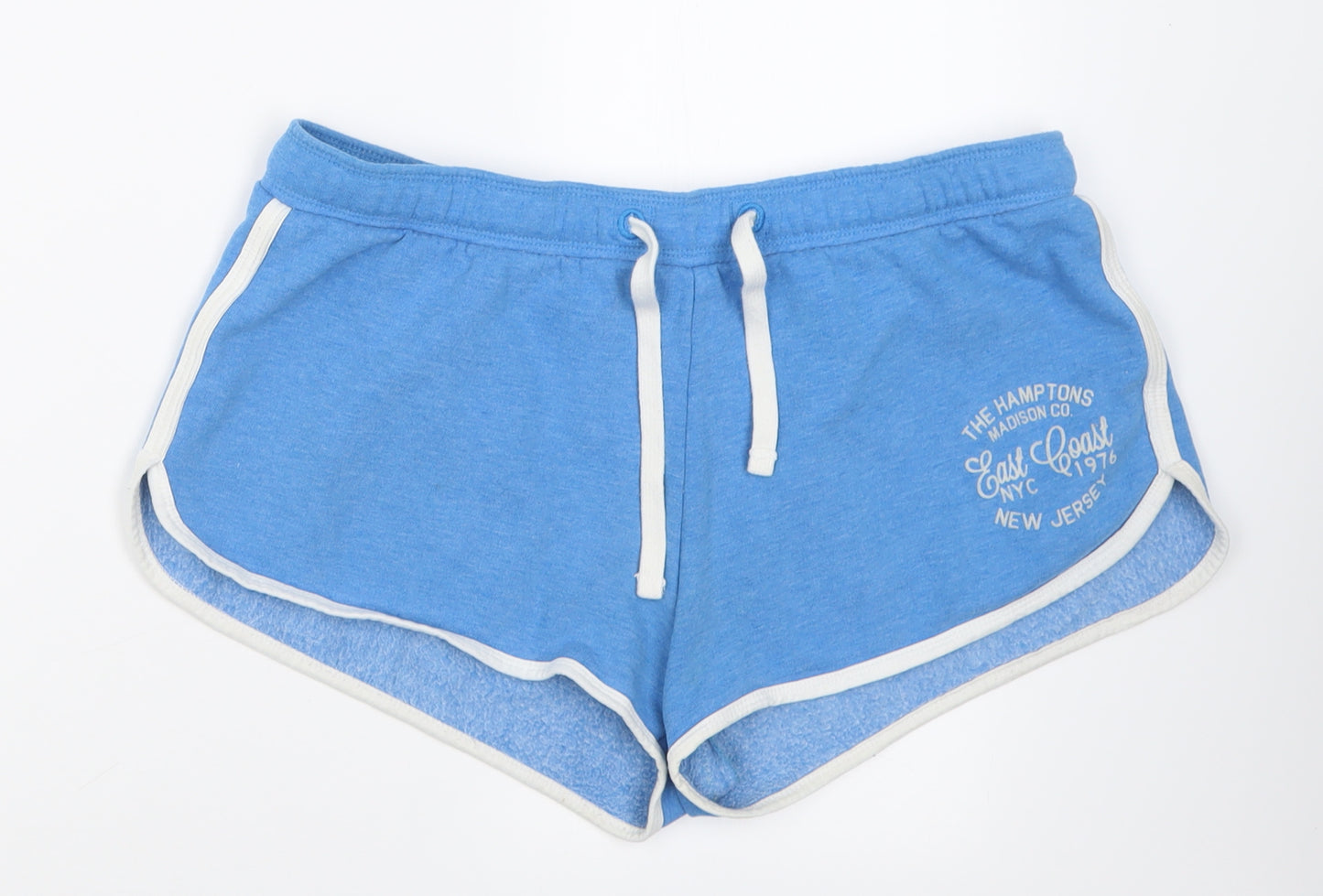 Dunnes Stores Womens Blue  Cotton Sweat Shorts Size 14  Regular Tie