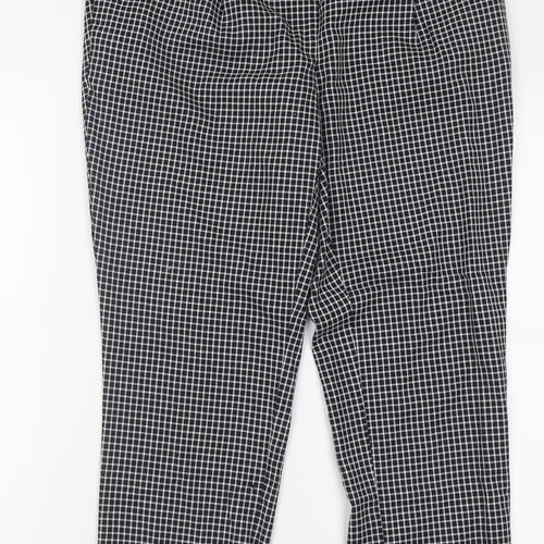 NEXT Womens Black Check Polyacrylate Fibre Trousers  Size 8 L26 in Regular Button