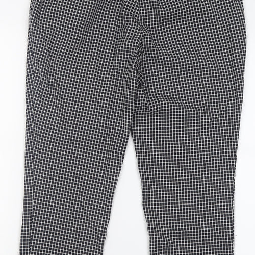 NEXT Womens Black Check Polyacrylate Fibre Trousers  Size 8 L26 in Regular Button