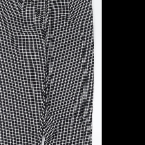 NEXT Womens Black Check Polyacrylate Fibre Trousers  Size 8 L26 in Regular Button