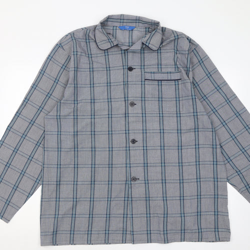 Marks and Spencer Mens Grey Check Polyester  Button-Up Size XL V-Neck Button