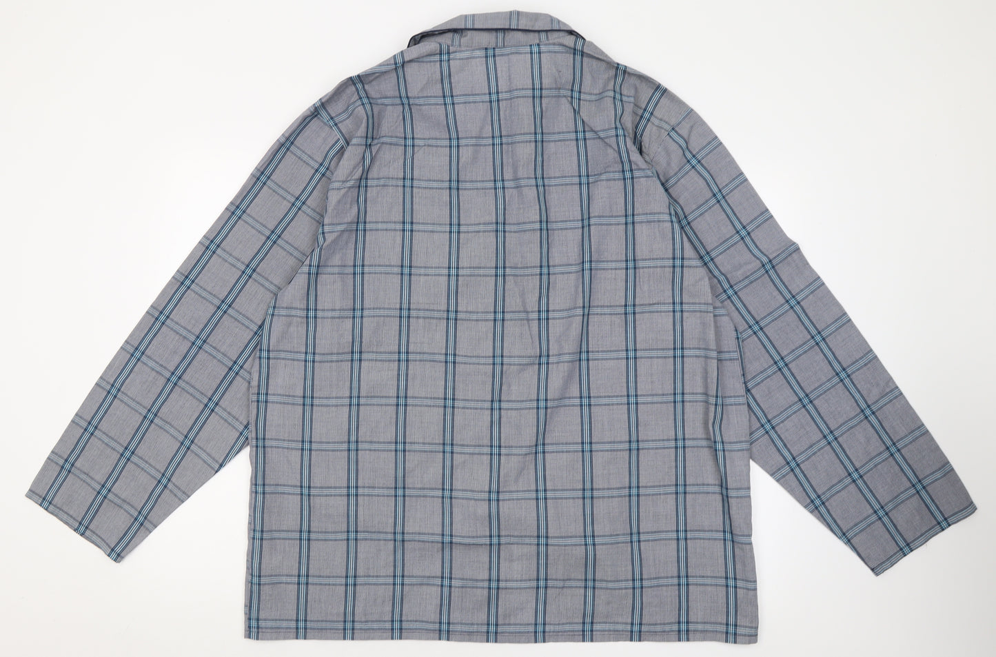 Marks and Spencer Mens Grey Check Polyester  Button-Up Size XL V-Neck Button