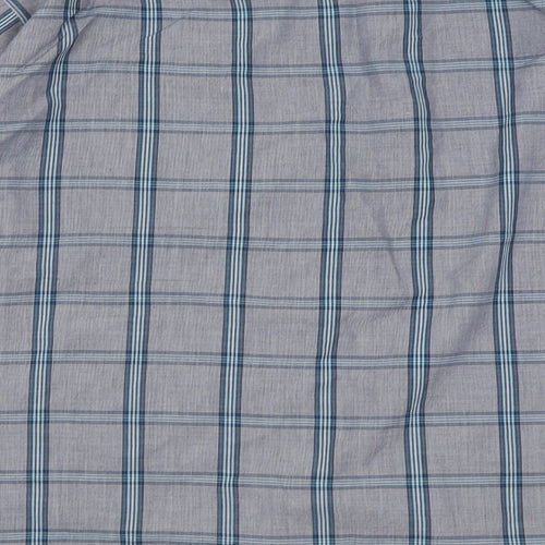Marks and Spencer Mens Grey Check Polyester  Button-Up Size XL V-Neck Button