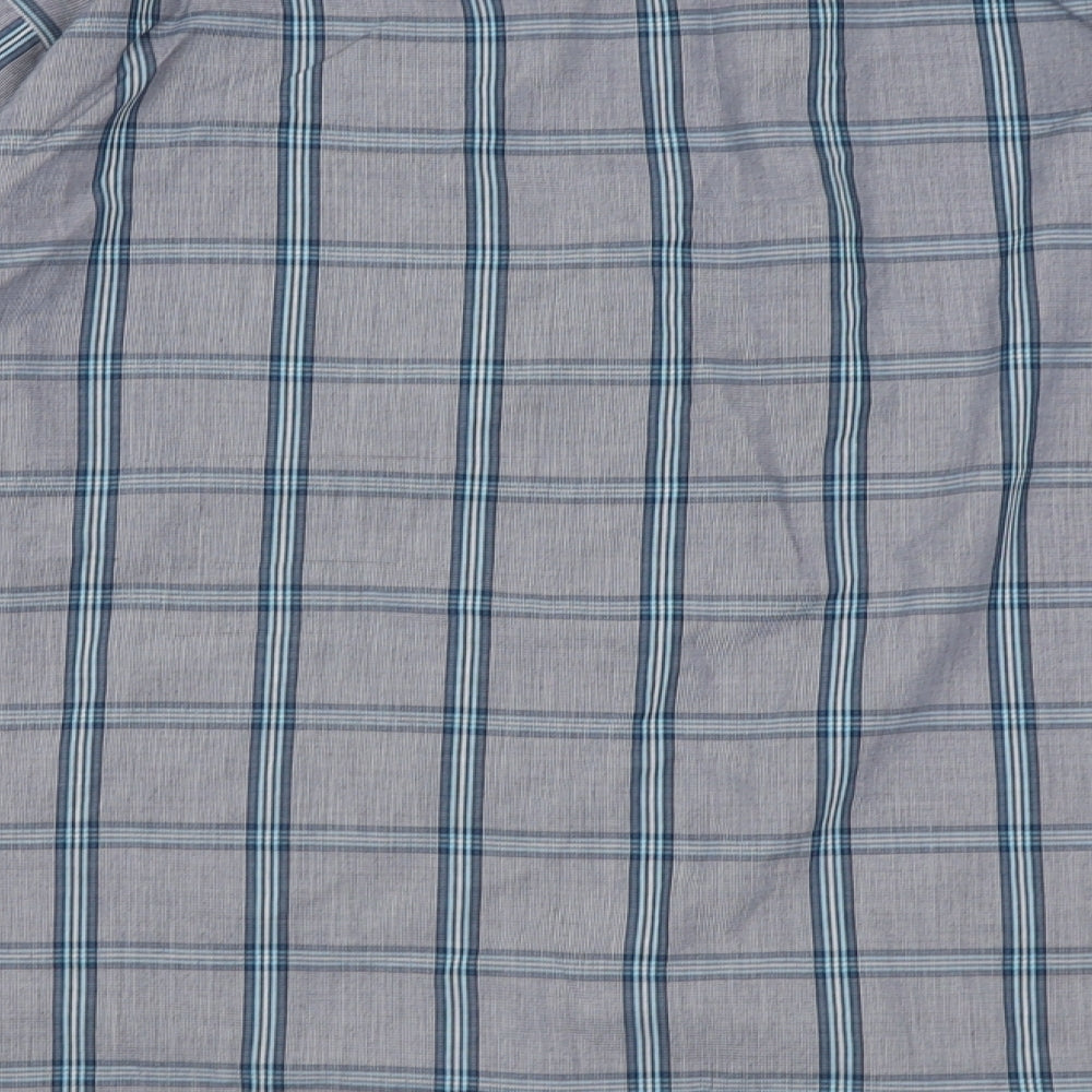 Marks and Spencer Mens Grey Check Polyester  Button-Up Size XL V-Neck Button