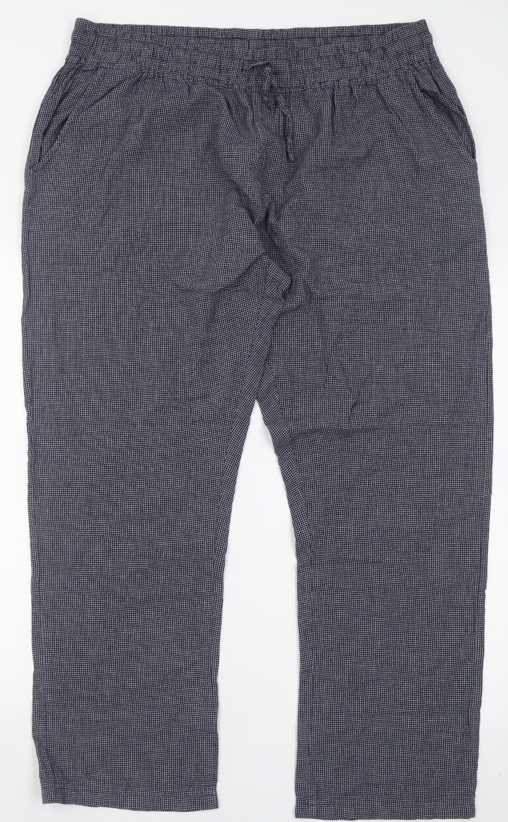NEXT Mens Blue Plaid Cotton  Pyjama Pants Size XL  Tie